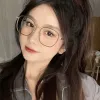 Korean sweet new style myopia glasses in stock, high appearance level anti-blue light student no-makeup glasses, frosted frame flat light glasses Specification image